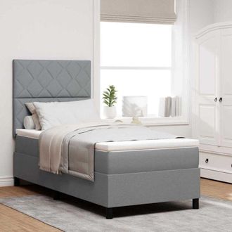 vidaXL Cama Tipo Box Spring Con Colch&oacute;n Gris Claro 100 X 200 Cm Tela Vidaxl