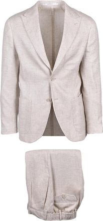 Eleventy Beige Linen Wool Silk Jacket Trousers Set