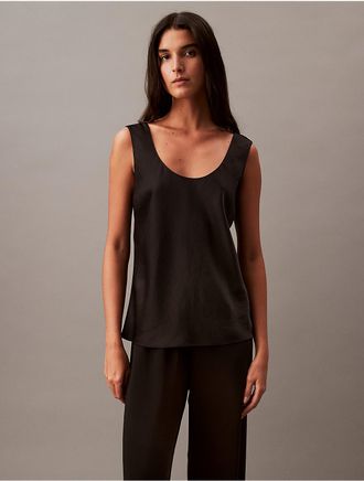 Calvin Klein Womens Crushed Satin Tank Top - Black - XS