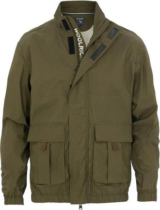 Woolrich Donkergroene Track Jacket Papery Popeline - Heren - Zomerjassen - Groen - M - Katoen - Jassen