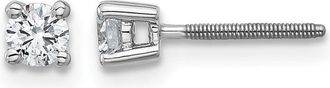 Diamond2Deal 14k White Gold 1/4 ct Round Lab Grown Diamond Stud Earrings Screw Back VS Clarity, D-E Color