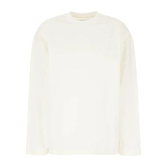 Jil Sander Long Sleeve Tops, female, White, Size: S Logo T-Shirt