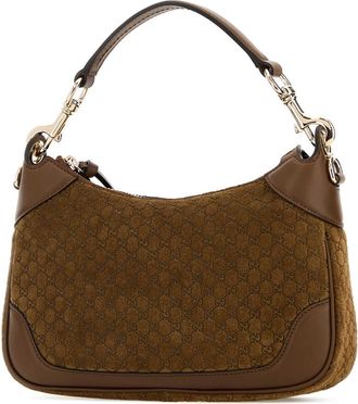 Gucci Womens With Shoulder Bag Brown Suede