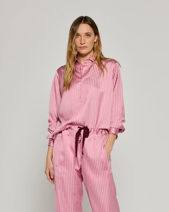 Serena Bute Satin Stripe George Shirt - Pink