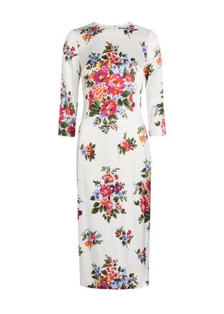 Dolce & Gabbana Floral-print Satin Midi Dress - White - 40 (UK8 / S)