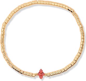 Brook & York Bella Birthstone Beaded Stretch Bracelet in Gold January at Nordstrom