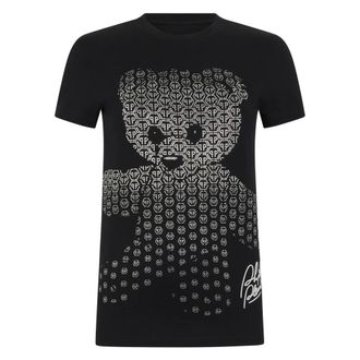Philipp Plein Tops, Dames, Zwart, XS, Katoen, T-Shirt Pure Fit Teddy Teddybeer