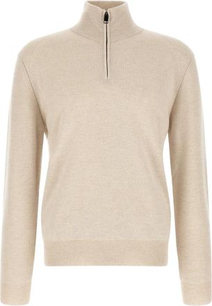 Brioni Trui met hoge hals - Heren - Coltruien - Beige - L - Wol - Truien & Vesten
