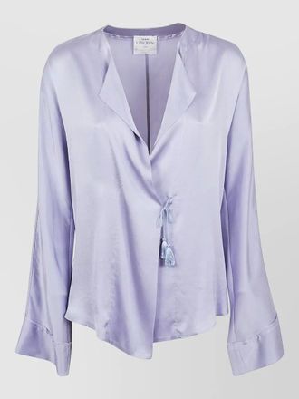 Forte_Forte silk satin wrap shirt tassel detail