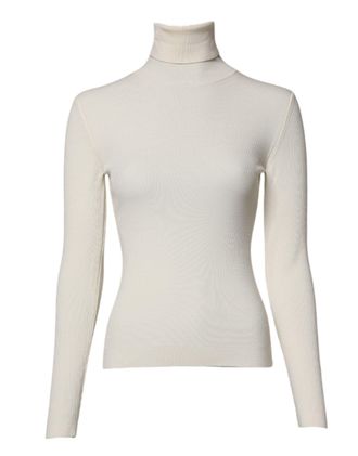 Dolce & Gabbana Cream Long Sleeves Turtleneck Slim Womens Sweater