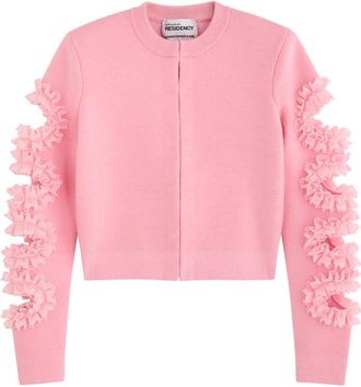 Self Portrait X Christopher Kane Lace-trimmed Cut-out Cardigan - Pink - L (UK14 / L)