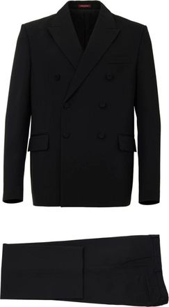 Gucci Kostuums, Heren, Zwart, M, Wol, Dubbelbreasted pak in zwart