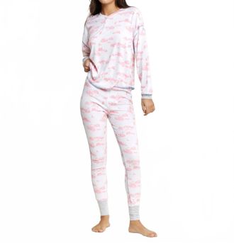 Honeydew Intimates Back In Bed Long Henley Pj Set In White Cabin Toile