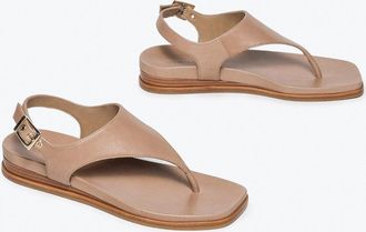 Bernardo Womens Bernardo Concord Thong Beige Leather Low Wedge Heel Sandal HAWK1320