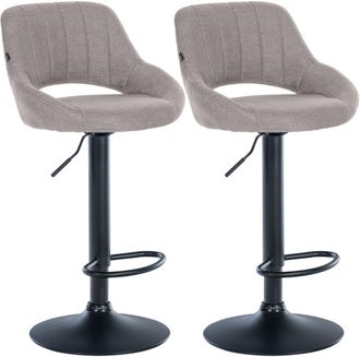 Clp Juego De 2 Taburetes De Bar Milet Con Tapizado De Tela Gris Metal Negro Mate