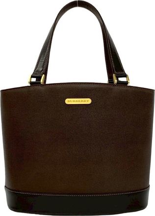 Burberry Brown Leather Handbag Tote Bag (Pre-Owned)