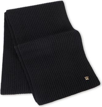 Elisabetta Franchi Cashmere Ribbed Scarf - Dames - Wintersjaals - Zwart - ONE Size - Kasjmier - Accessoires