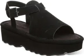 Bearpaw Ascend Faux Leather Wedge Sandal in Black at Nordstrom Rack, Size 10