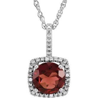 Allurez Lab Grown & Natural Diamond Pendant Necklace in Sterling Silver in Garnet at Nordstrom, Size 18
