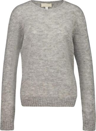 120% Lino Cashmere Blend Trui - Dames - Ronde hals truien - Grijs - S - Wol - Truien & Vesten