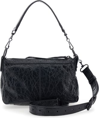 Balenciaga Womens Mini Shoulder Bag Le City Moto Black Leather