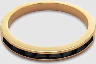 Monica Vinader Gold Mini Baguette Gemstone Half Eternity Ring Black Spinel