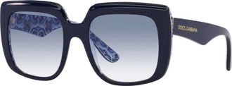 Dolce & Gabbana Zwart/Blauw Getinte Zonnebril - Dames - Zonnebrillen - Zwart - 54 MM - Accessoires