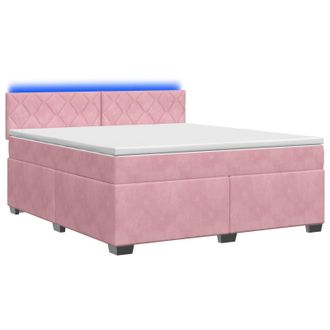 vidaXL Cama Con Base Tapizada, Colch&oacute;n Y Luz Led Rosa 140 X 200 Cm Vidaxl