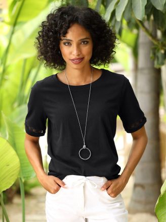 Heine T-Shirt HEINE Shirt, Damen, Gr. 34, schwarz, 100% Baumwolle, unifarben, Rundhals, Shirts T-Shirt