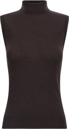 Sportmax Truien & Vesten, Dames, Bruin, XS, Wol, Vertigo Mouwloze Turtleneck