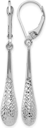 Diamond2Deal 14K White Gold Diamond-cut Drop Dangle Earrings