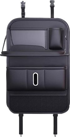 OEM Organizador Para El Asiento Trasero Del Coche Protector De Asiento Con Compartimentos Soporte De Cuero Para Tablet, Bandeja Plegable Para Comidas, Dis