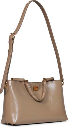 Dolce & Gabbana Womens Leather Handbag Vittoria Beige Calf Handbags Hand Bags