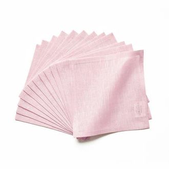 Solino Home Linen Cocktail Napkins Set of 12, 6 x 6 Inch for Dining Table, Holiday and Everyday Table Decor - Athena in Bubblegum Pink at Nordstrom