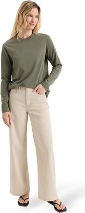 Pact Organic Cotton Softspun Essential Crewneck Long Sleeve Tee in Dusted Green at Nordstrom, Size X-Large