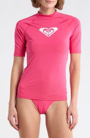 Roxy Whole Hearted Short Sleve Rashguard in Paradise Pink at Nordstrom Rack, Size X-Small Regular