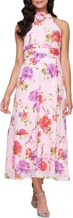 S.L. Fashions Floral Sleeveless Midi Dress in Pink Multi at Nordstrom Rack, Size 18