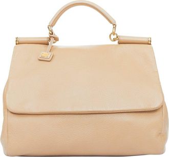 Dolce & Gabbana Nude Grained Leather Miss Sicily Satchel (Authentic Pre-Loved)