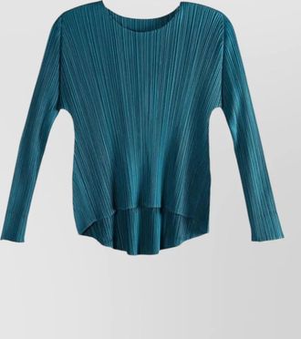 Pleats Please Issey Miyake long sleeve asymmetric hem round neck top