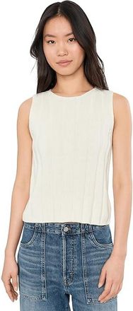Vince Camuto Wide Rib Tank Top Womens Clothing Antique White : LG, Cotton
