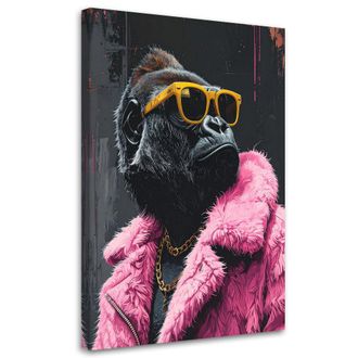 Feeby Impresi&oacute;n De Imagen, Gorila Con Gafas Amarillas Y Pelaje Rosa, 70x100