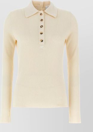 Courr&egrave;ges collared neck ribbed knit sweater