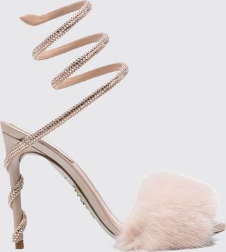 Rene Caovilla Sandali Margot in pelle con tacco a stiletto e cinturino snake con cristalli