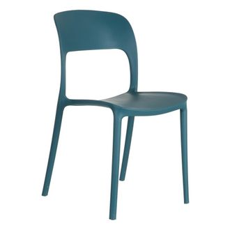 LOLAhome Silla comedor contempor&aacute;nea PVC y sint&eacute;tico azul