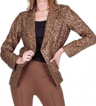 Jade Yoga Winnie Double Breasted Blazer In Golden Leopard