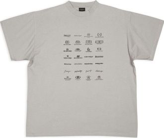 Balenciaga Archives Logos T-Shirt Oversized Light Grey 712398TNVQ71342