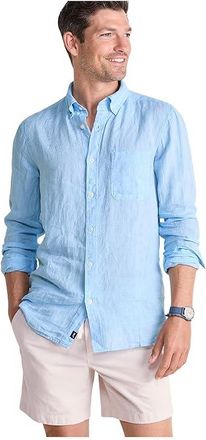 Vineyard Vines Surfside Solid Linen Shirt Mens T Shirt Jake Blue : 2XL
