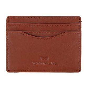 Trafalgar Store Orion Curved Side Slot Leather Card Case in Tan at Nordstrom