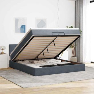 vidaXL Estructura Cama Otomana Colchones Terciopelo Gris Oscuro