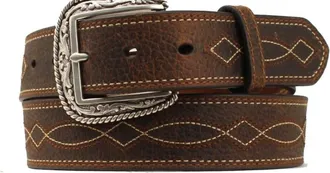 Ariat Mens Boot Stitch Leather Western Belt In Dark Brown